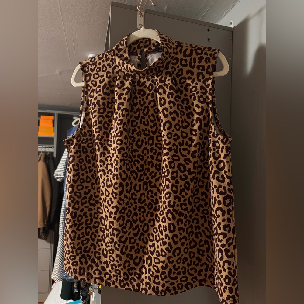 Ann Taylor Brown Leopard Print Blouse - Picture 2 of 6